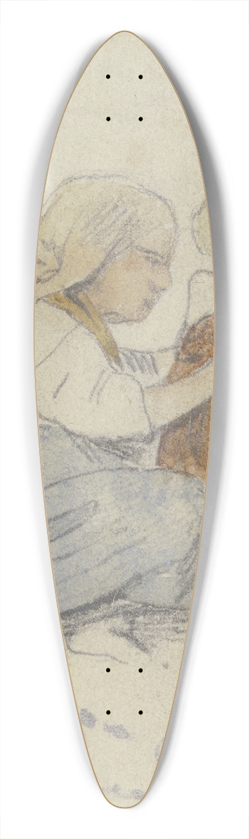 Hugo Kauffmann - Kleines Mdchen mit Kind am Boden 39.3 inch art pintail longboard deck