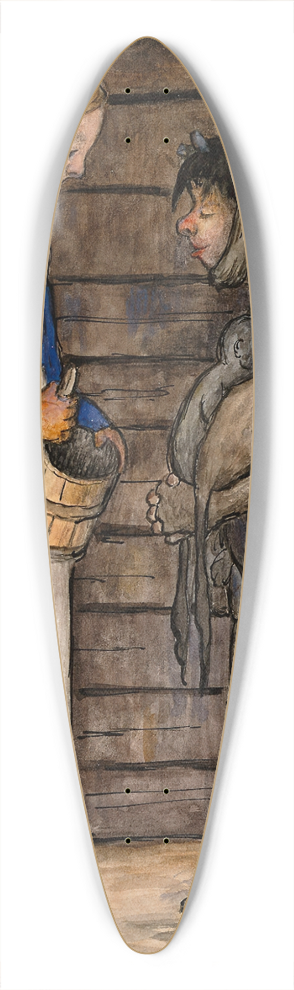 Hugo Simberg - The Farmers Wife And Poor Devil 39.3 inch art pintail longboard deck