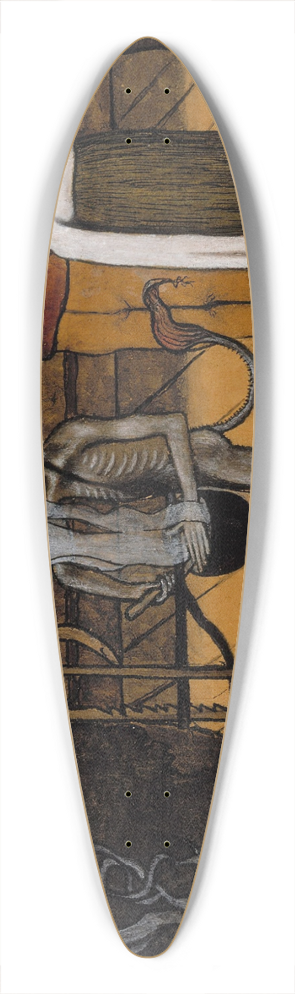 Hugo Simberg - The Poor Devil By The Fire 39.3 inch art pintail longboard deck
