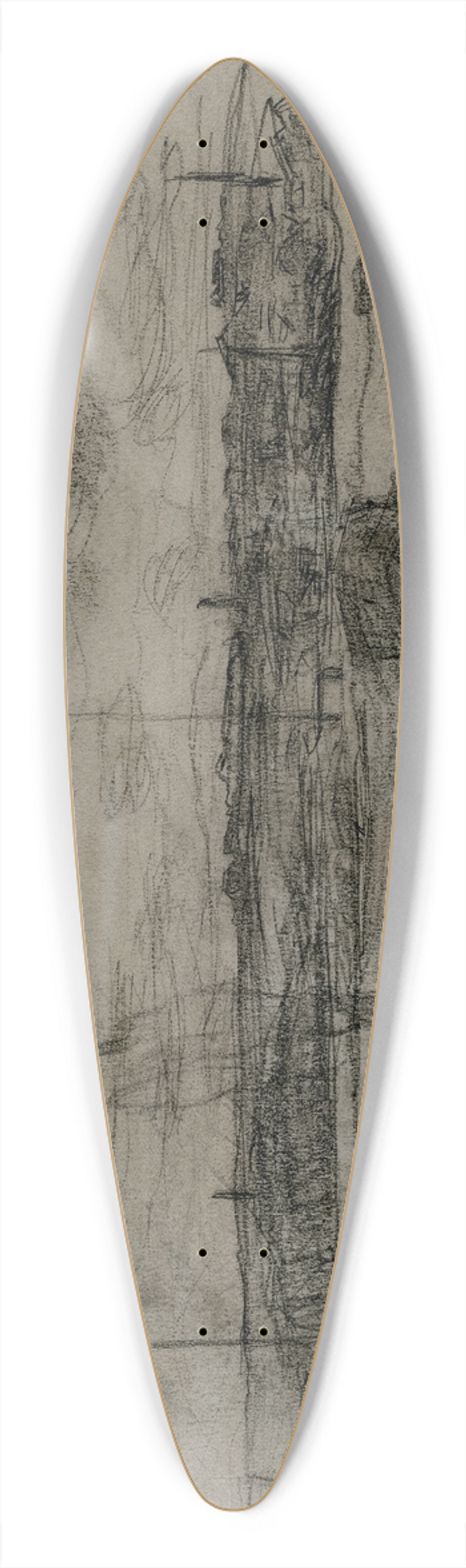 Isaac Israls - Kanaal met aan de oever fabrieksterrein 39.3 inch art pintail longboard deck