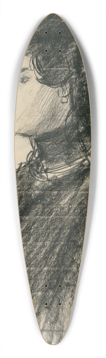 Isaac Israls - Vrouw met hoed en pelerine 39.3 inch art pintail longboard deck