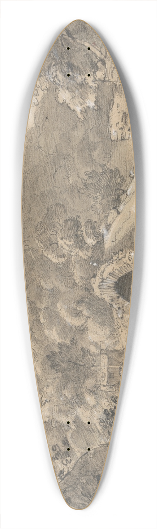 Isaac Weld - Mountainous Landscape with a Bridge and House 39.3 inch art pintail longboard deck