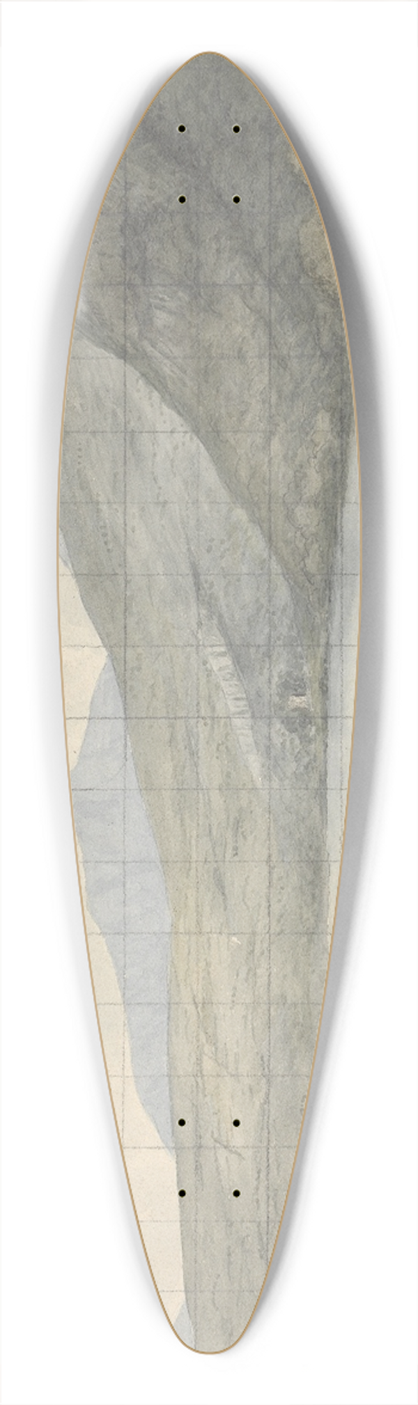 Isaac Weld - Turk Lake looking Across the River and Brikeen Island (Ireland) 39.3 inch art pintail longboard deck