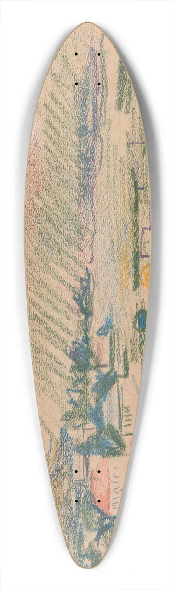 Ivan Ivanec - Letni pejza z domami pord wzgrz 39.3 inch art pintail longboard deck
