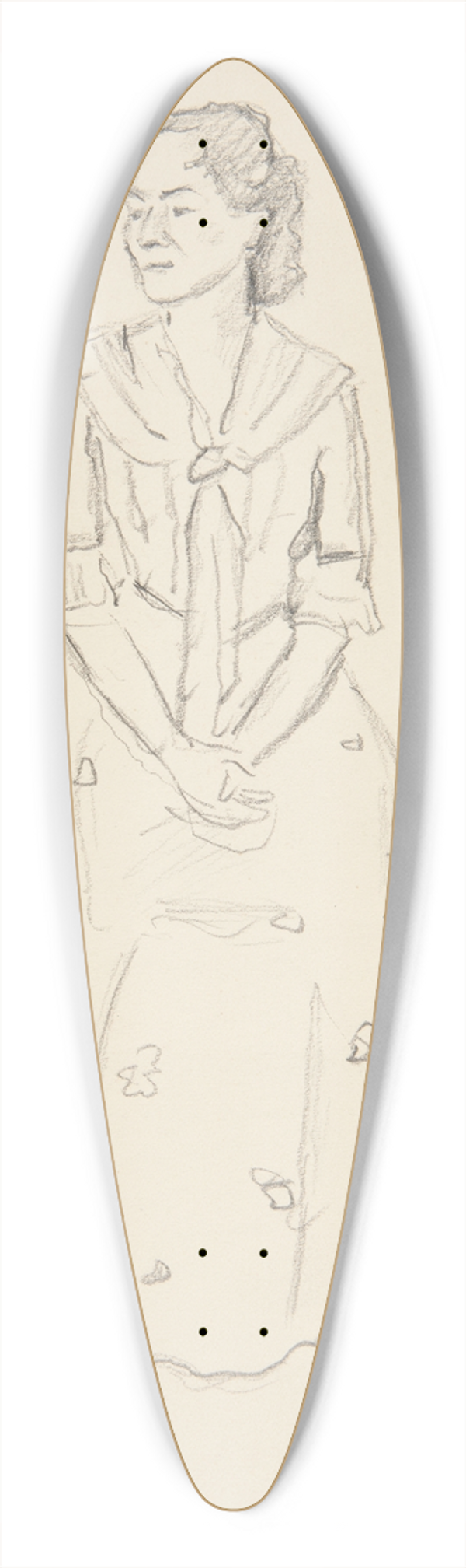 Ivan Ivanec - Studium kobiety w dugiej sukni siedzcej z rkami zoonymi na kolanach 39.3 inch art pintail longboard deck