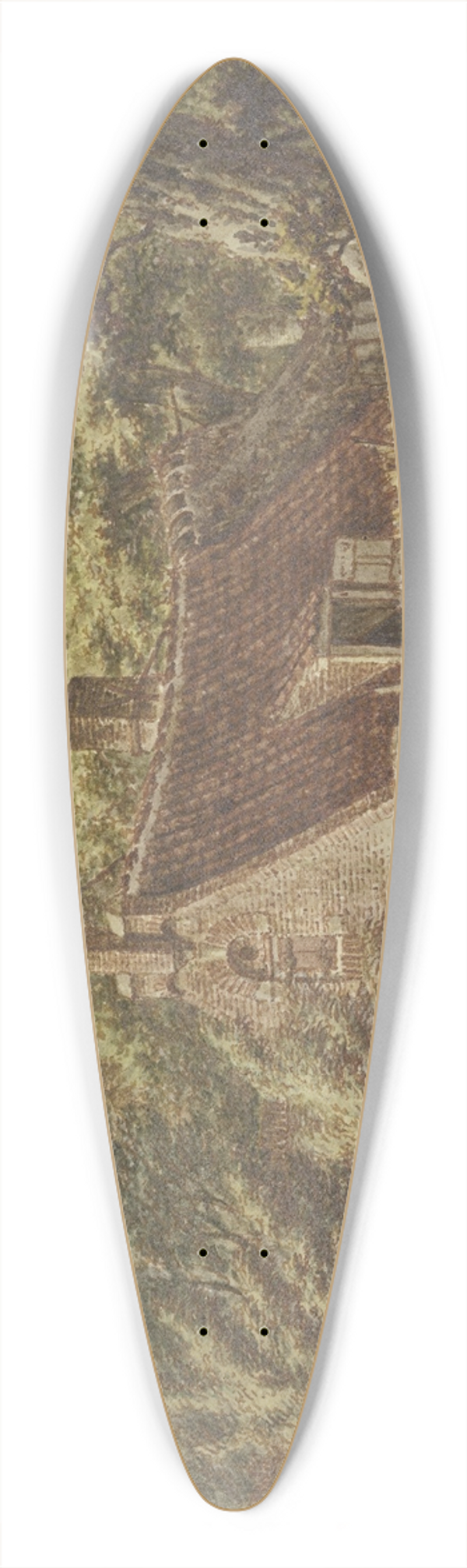 Jacob Cats - Htte im Walde mit einigem Vieh, links ein Kirchturm 39.3 inch art pintail longboard deck
