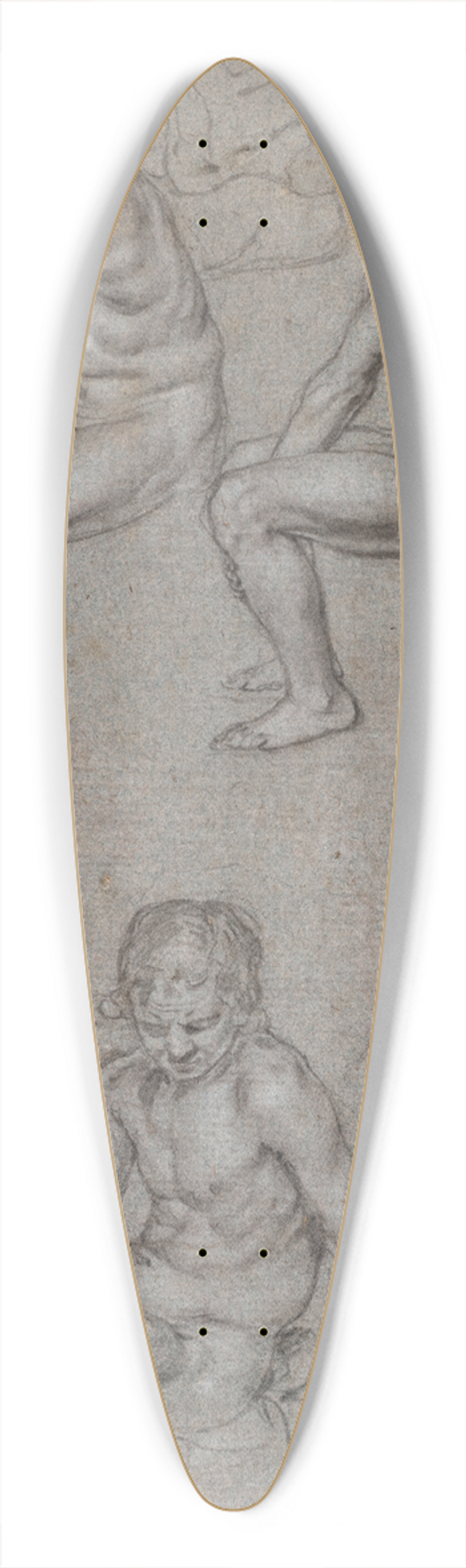 Jacob de Gheyn II - Studies of a Naked Seated Boy 39.3 inch art pintail longboard deck
