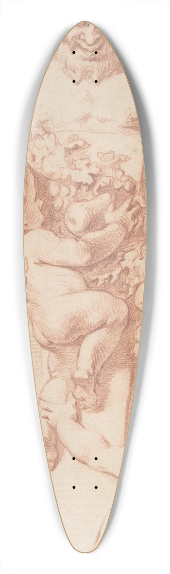 Jacob de Wit - Design for a Panel with Four Putti Decorating a Herm (Terminal Figure) with Garlands of Fruit and Foliage 39.3 inch art pintail longboard deck
