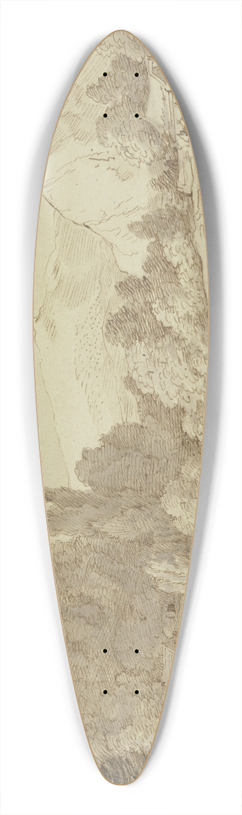Jacob Esselens - Gebirgslandschaft mit einem Waldbach, an welchem ein Angler sitzt 39.3 inch art pintail longboard deck