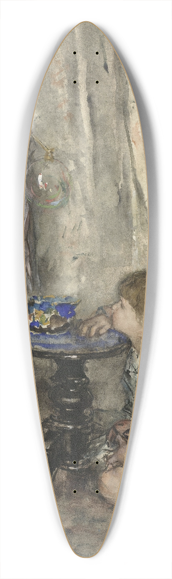 Jacob Maris - Two Girls Blowing Bubbles 39.3 inch art pintail longboard deck
