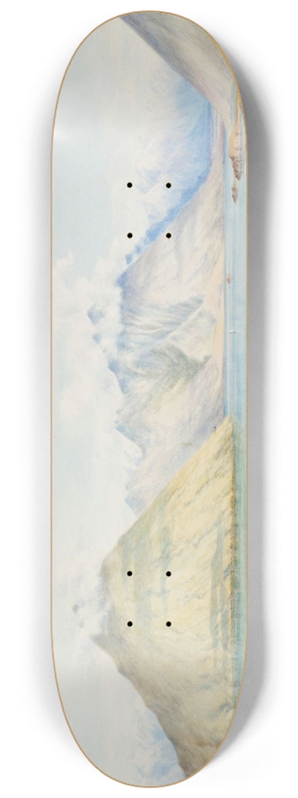 Charles Decimus Barraud - A South Island scene 8.25 inch art skate deck