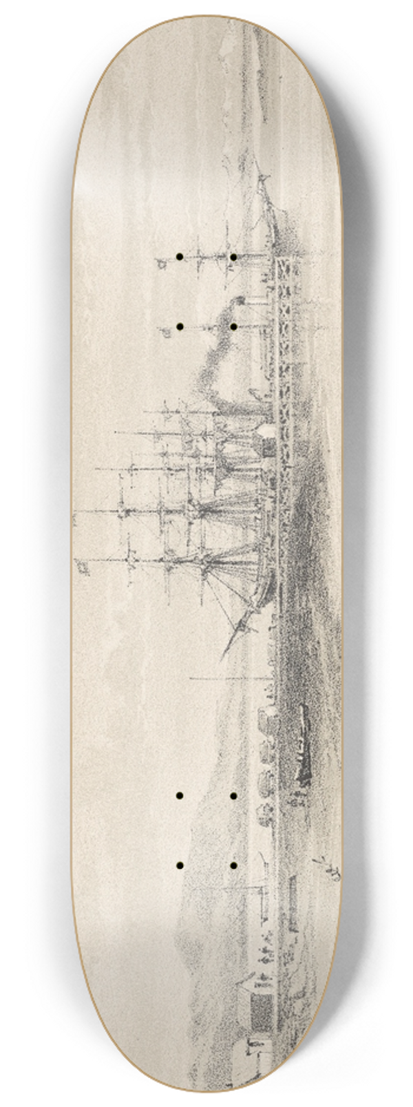 Charles Decimus Barraud - New Zealand Graphic and Descriptive. Plate V. The Bluff Harbour 8.25 inch art skate deck