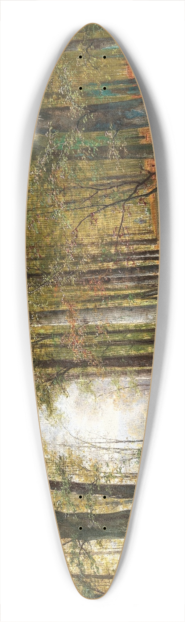 Jacobus Johannes van Poorten - A Wooded Landscape with a Creek and a Bridge 39.3 inch art pintail longboard deck