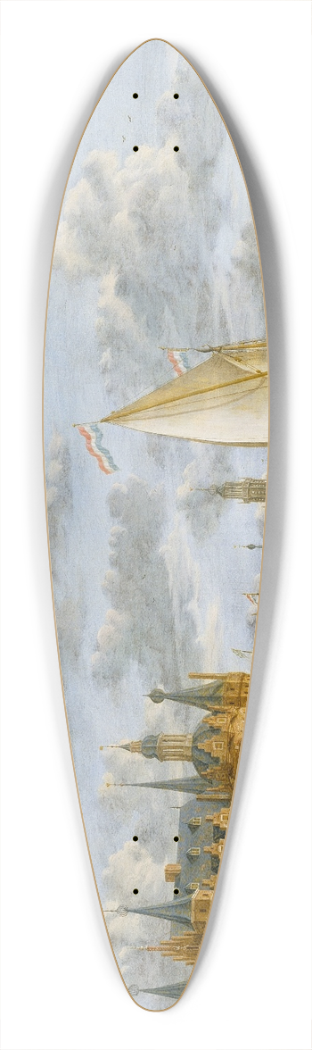Jacobus Storck - Castle on a River in Holland 39.3 inch art pintail longboard deck
