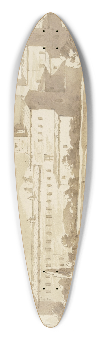 Jacob van der Ulft - Italienisches Kloster hinter hohen Mauern, die Turmruine der Torre delle Millizie in Rom nachempfunden 39.3 inch art pintail longboard deck