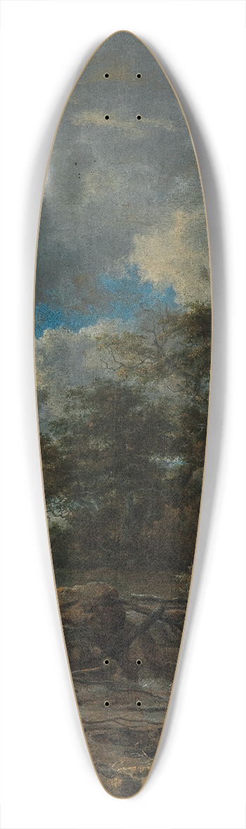 Jacob van Ruisdael - A wooded landscape with a waterfall 39.3 inch art pintail longboard deck