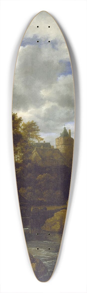 Jacob van Ruisdael - Castle and Watermill by a River 39.3 inch art pintail longboard deck
