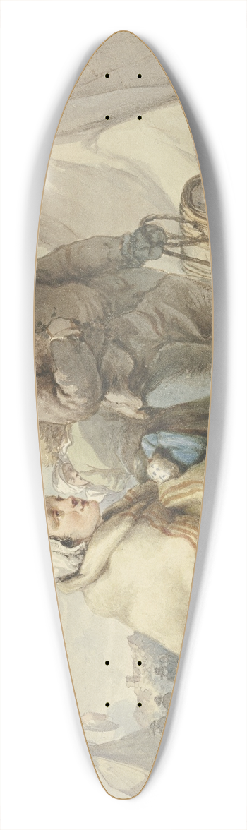 Jacob van Strij - Mdchen auf einem Schlitten, daneben ein Junge, in einem Lager 39.3 inch art pintail longboard deck