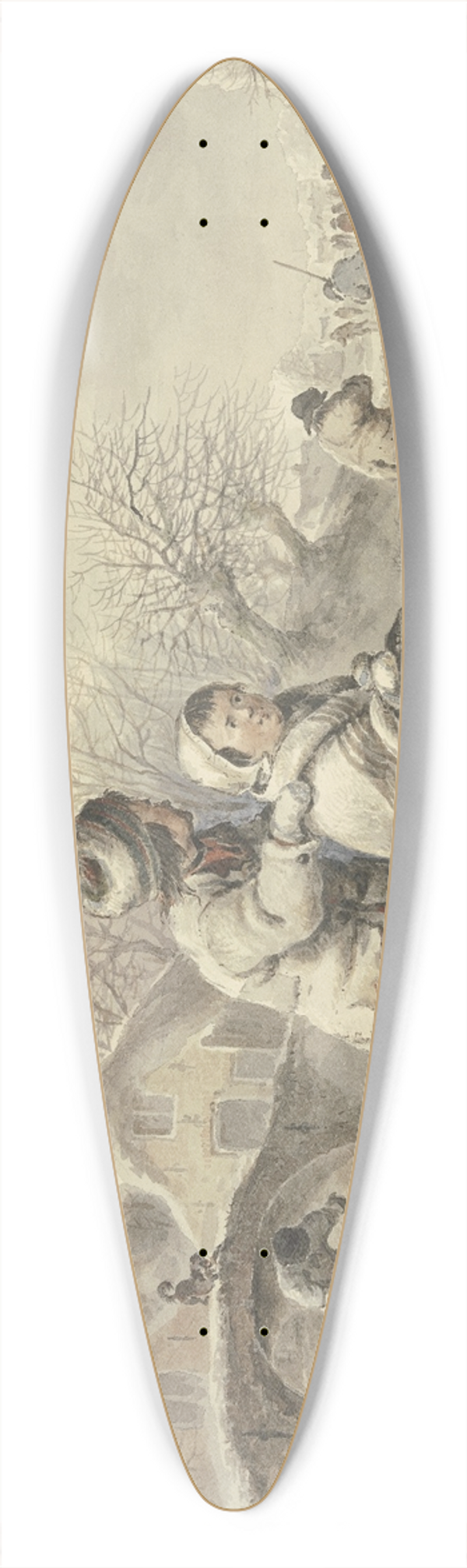 Jacob van Strij - Winterlandschaft mit Schlittschuhlufern 39.3 inch art pintail longboard deck