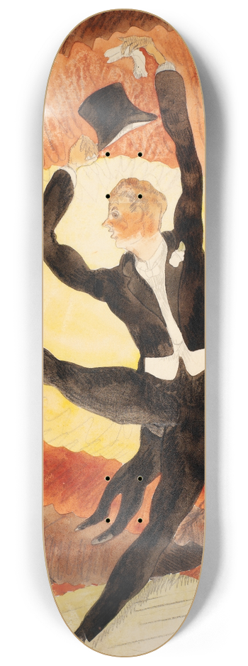 Charles Demuth - In Vaudeville, Acrobatic Male Dancer with Top Hat 8.25 inch art skate deck