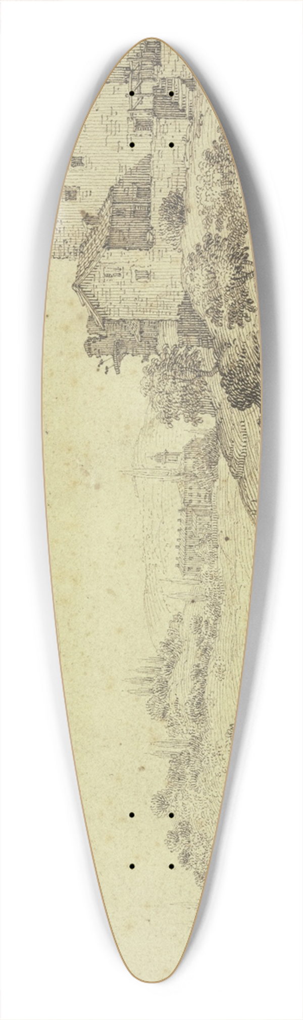 Jacques Callot - Landscape with stag hunt 39.3 inch art pintail longboard deck