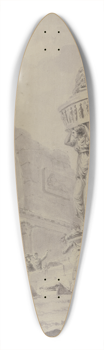 Jacques-Franois Blondel - Zwischen Resten eines rmischen Prachtgebudes tragen drei kolossale Karyatiden eine Vase mit einem Lwen 39.3 inch art pintail longboard deck