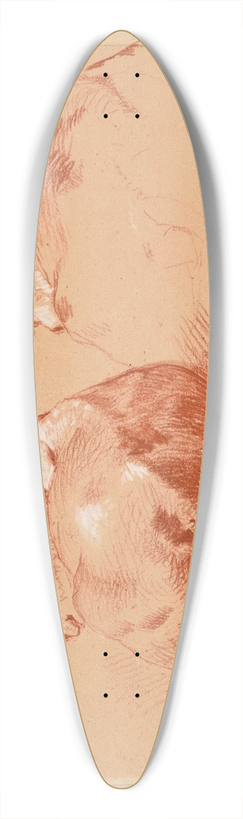 Jacques-Raymond Brascassat - Deux tudes de vache couche 39.3 inch art pintail longboard deck