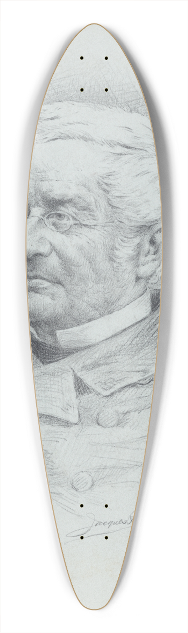 Jacques Reich - Louis Adolphe Thiers 39.3 inch art pintail longboard deck