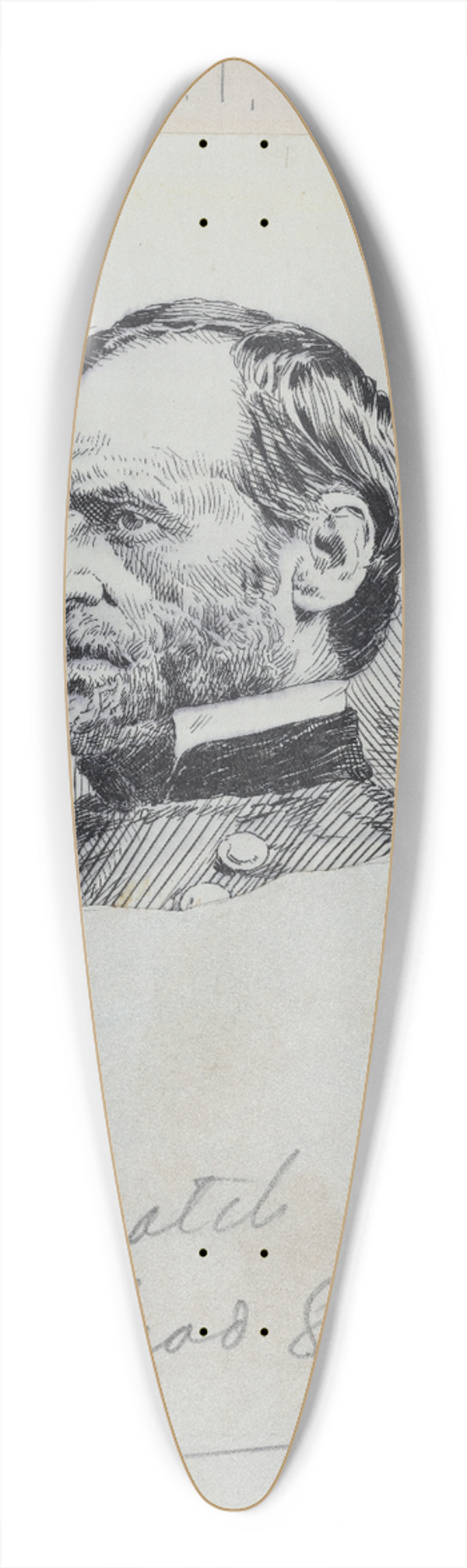 Jacques Reich - William T. Sherman 39.3 inch art pintail longboard deck