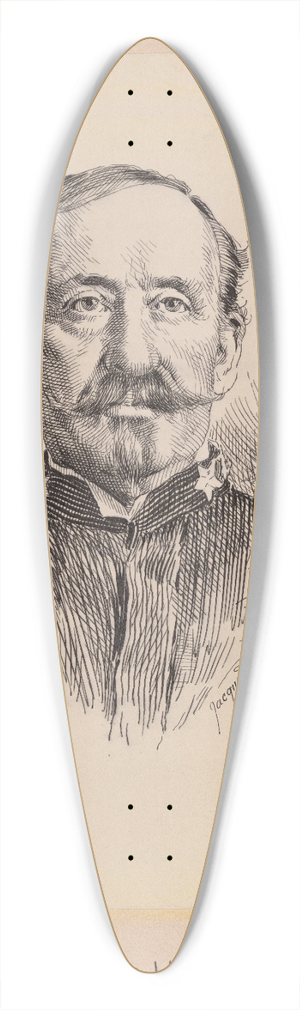 Jacques Reich - Winfield Scott Schley 39.3 inch art pintail longboard deck