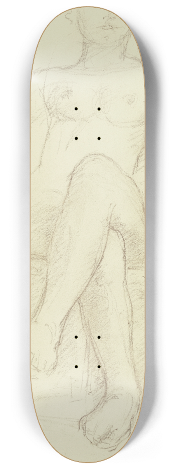 Charles Despiau - Weiblicher Akt in Vorderansicht, auf antikem Stuhl sitzend 8.25 inch art skate deck