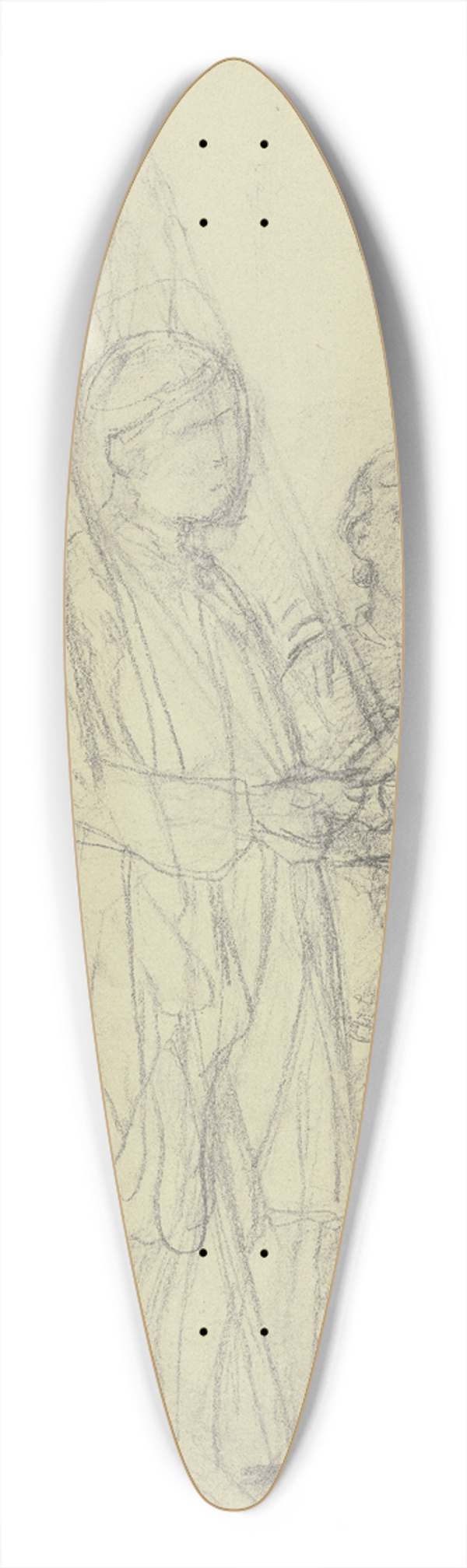 Jakob Becker - Two boys with flags 39.3 inch art pintail longboard deck