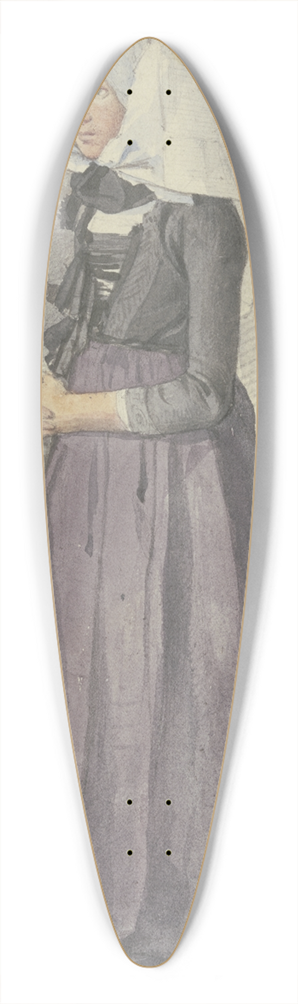 Jakob Becker - Woman with bonnet 39.3 inch art pintail longboard deck