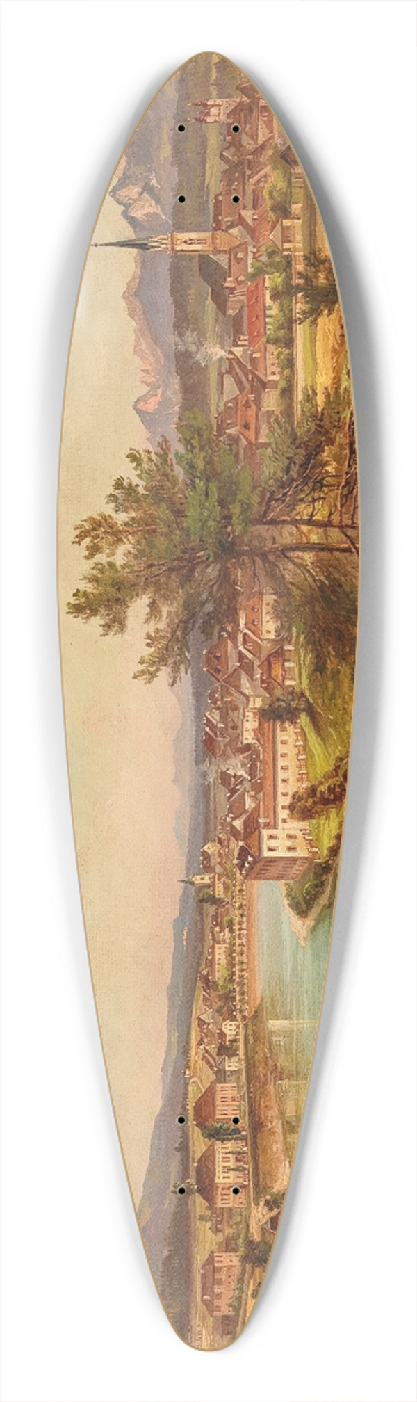 Jakob Canciani - A View of Villach 39.3 inch art pintail longboard deck