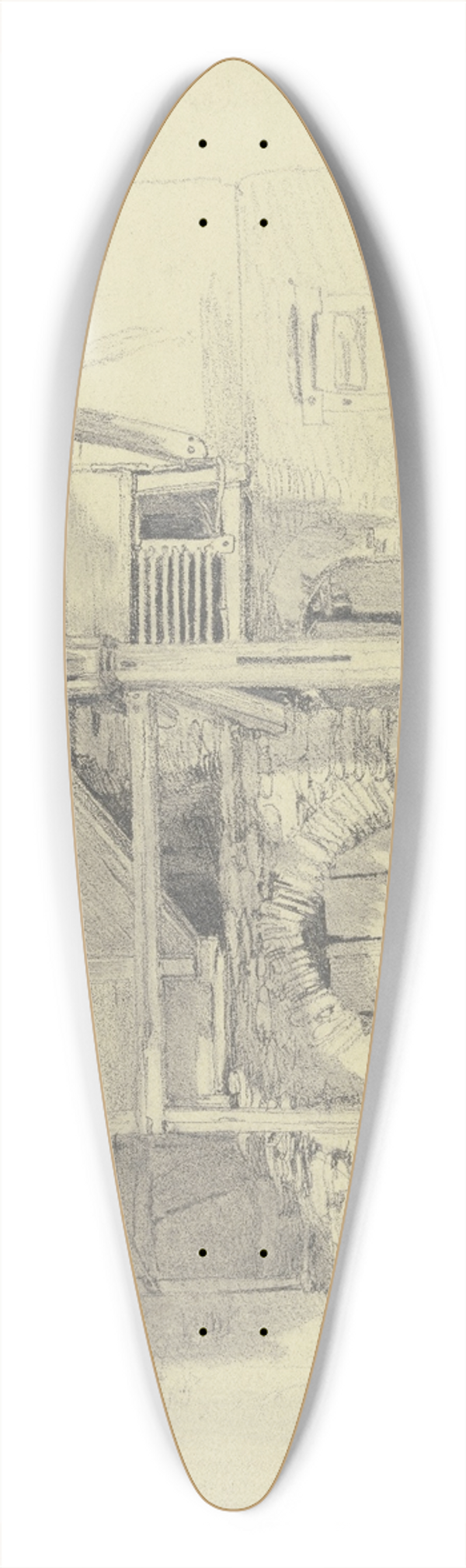 Jakob Frchtegott Dielmann - Altes Haus, Kellertor unter einer Treppe, die in einen Holzbau mit einer Sule fhrt 39.3 inch art pintail longboard deck