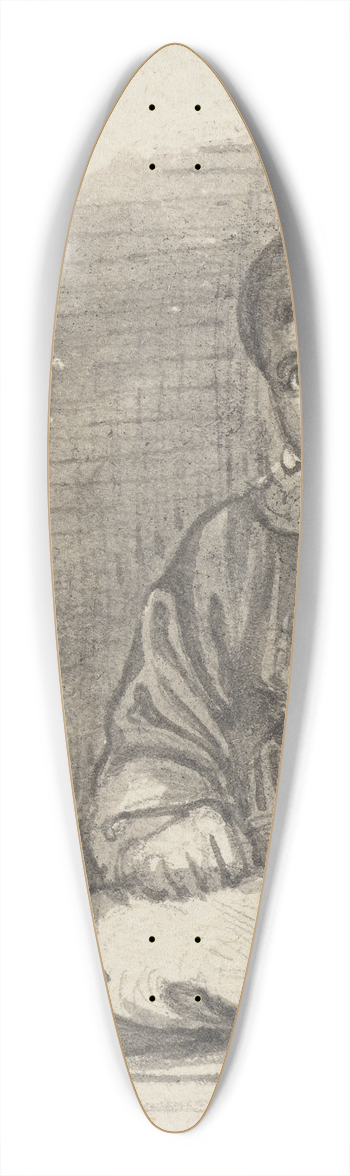 Jakob Frchtegott Dielmann - A sitting boy 39.3 inch art pintail longboard deck