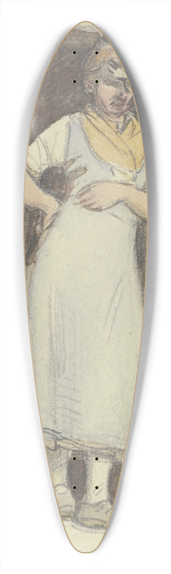 Jakob Frchtegott Dielmann - Eine Buerin mit blauem Kleid und gelbem Halstuch steht in einer Tr 39.3 inch art pintail longboard deck