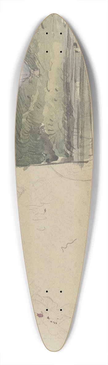 Jakob Frchtegott Dielmann - Studienblatt; Figuren und ein Mdchen mit einem Jungen im Wald sitzend 39.3 inch art pintail longboard deck