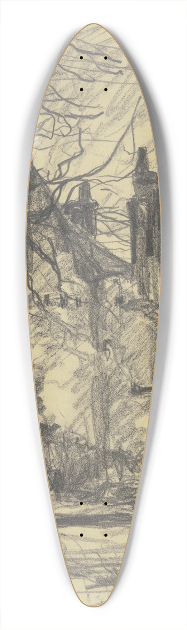 Jakob Nussbaum - Zerschossene Strae in Corbeny 39.3 inch art pintail longboard deck
