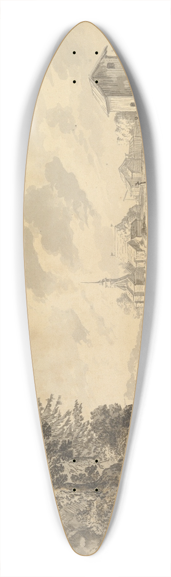 Jakob Philipp Hackert - View of Svenarum in the Province of Smland, Sweden 39.3 inch art pintail longboard deck