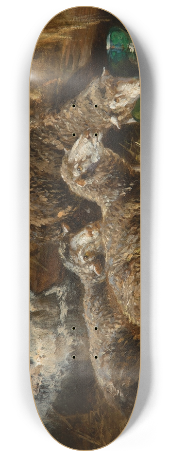 Charles Emile Jacque - Sheep and chickens in a stable 8.25 inch art skate deck