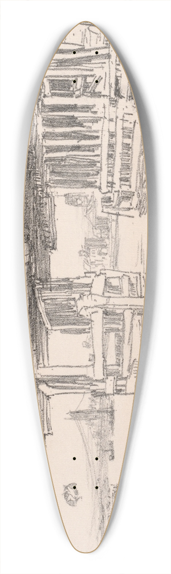 James Abbott McNeill Whistler - Old Battersea Bridge 39.3 inch art pintail longboard deck
