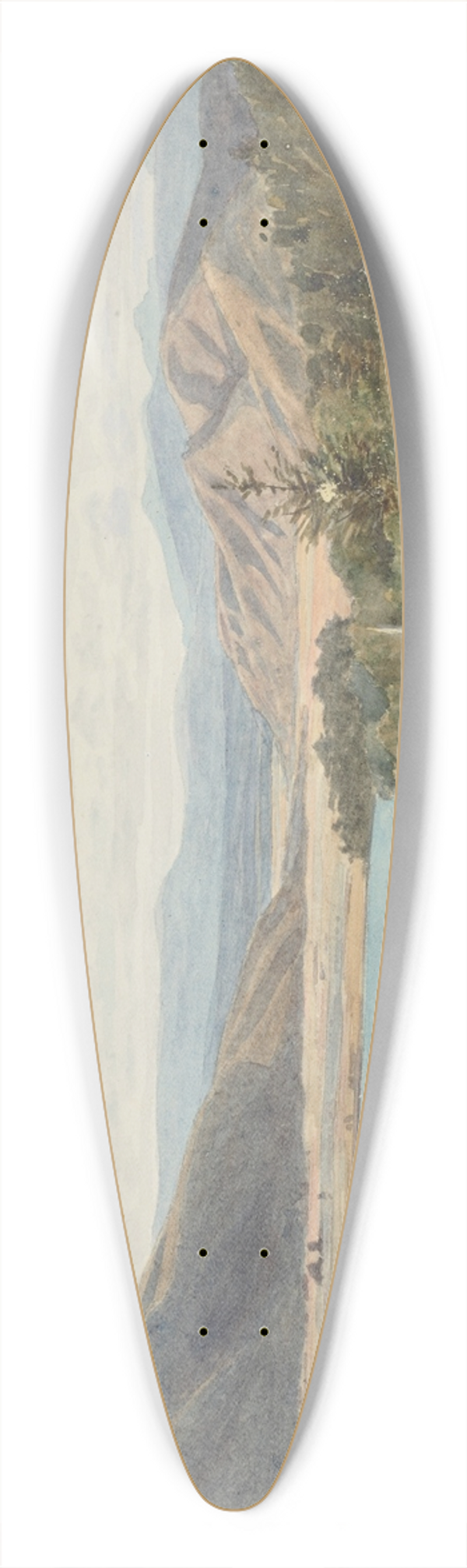 James Crowe Richmond - Outlet of Rotoiti and Valley of the Upper Buller looking N.W. 39.3 inch art pintail longboard deck