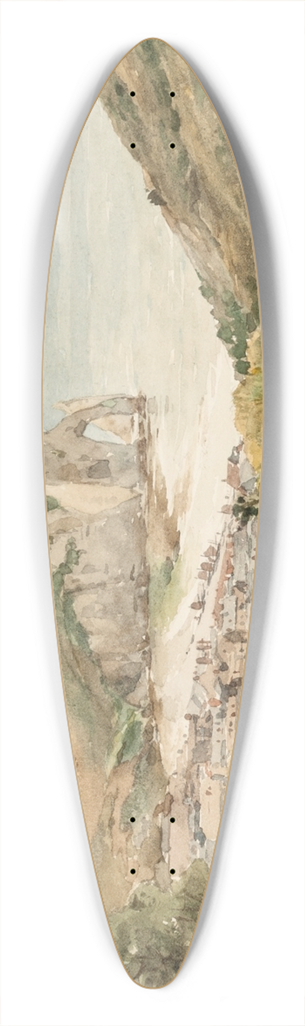 James David Smillie - The Cliffs at Etretat 39.3 inch art pintail longboard deck