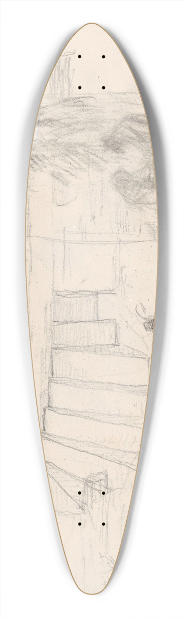James Ensor - Spiral Staircase and Figures 39.3 inch art pintail longboard deck