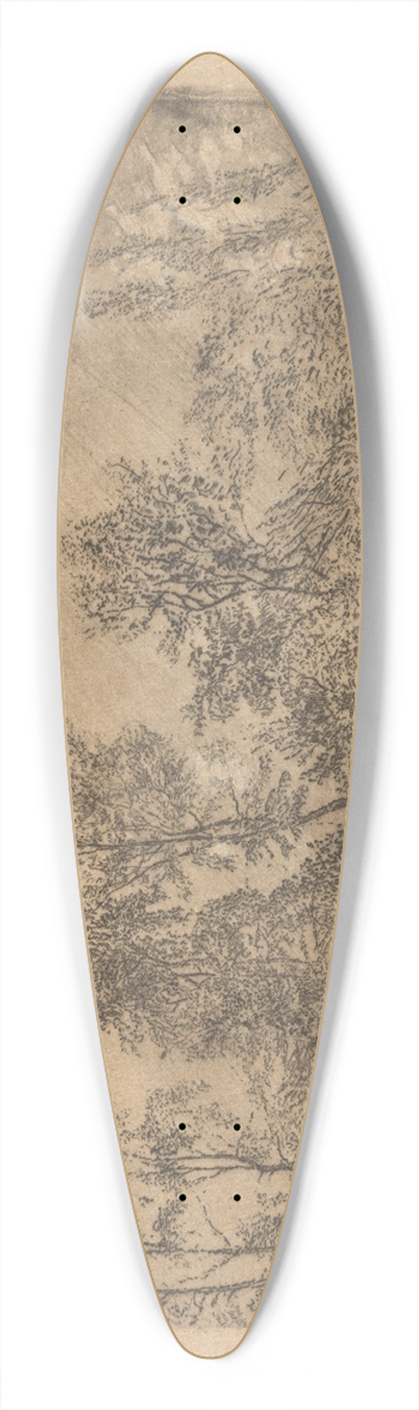 James Ensor - Windstoot in het geboomte 39.3 inch art pintail longboard deck