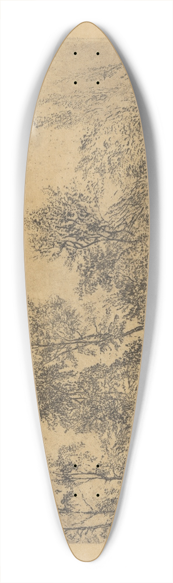 James Ensor - Windstoot in het geboomte 39.3 inch art pintail longboard deck