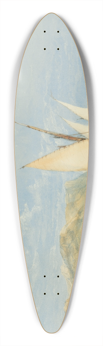 James Holland - Coast Scene with Sailing Boats 39.3 inch art pintail longboard deck