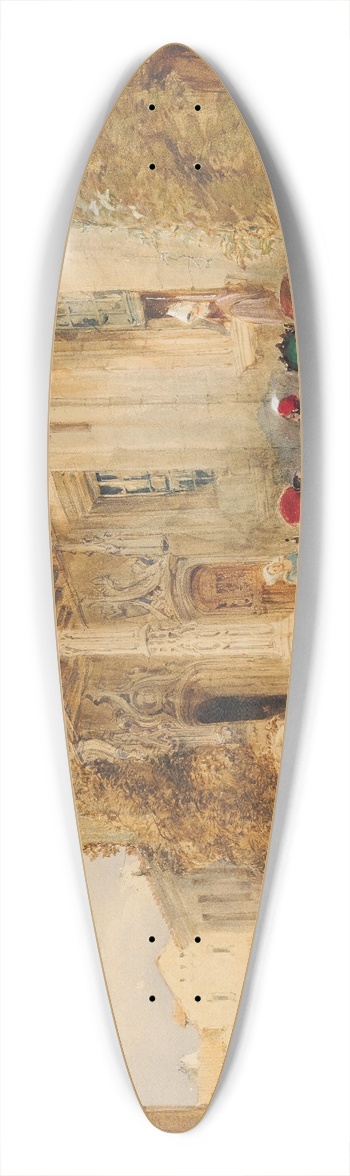 James Holland - French Scene With Figures 39.3 inch art pintail longboard deck