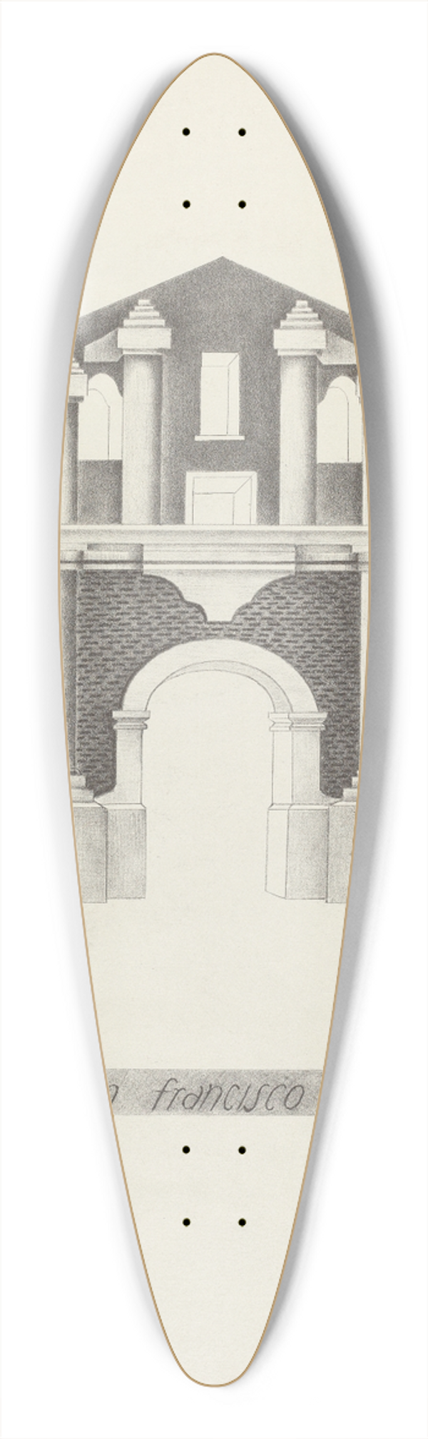 James Jones - Mision San Francisco de Asis 39.3 inch art pintail longboard deck
